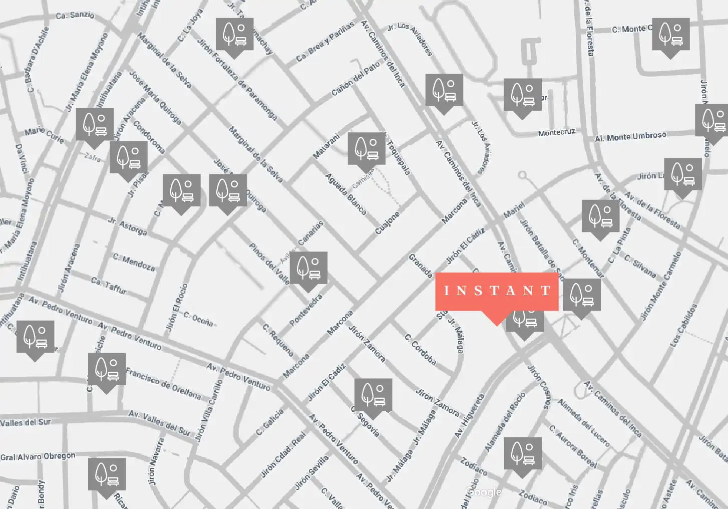 Ubicación de parques y áreas verdes a pasos de los departamentos en venta en Surco